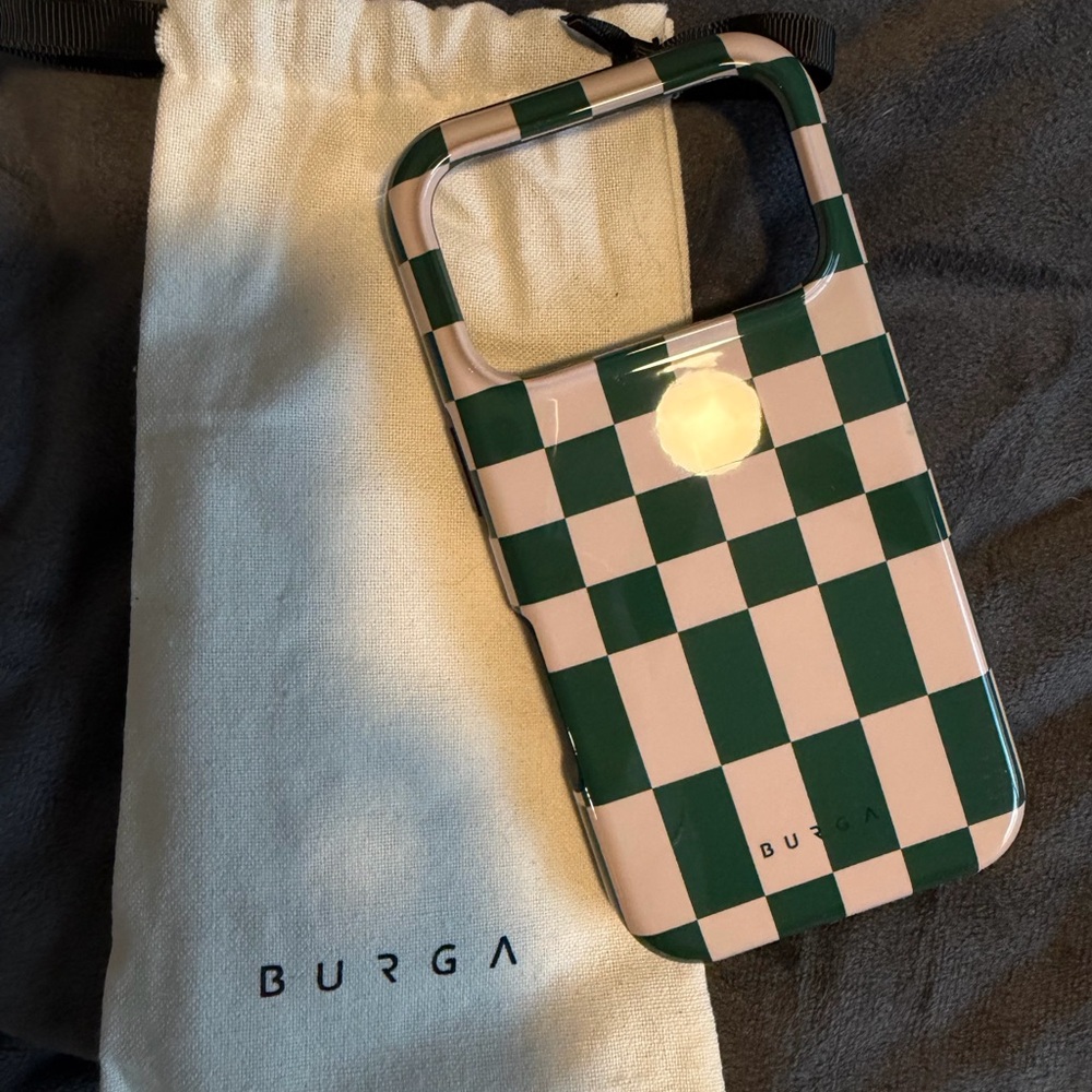 BURGA Green and White Checkered Phone Case